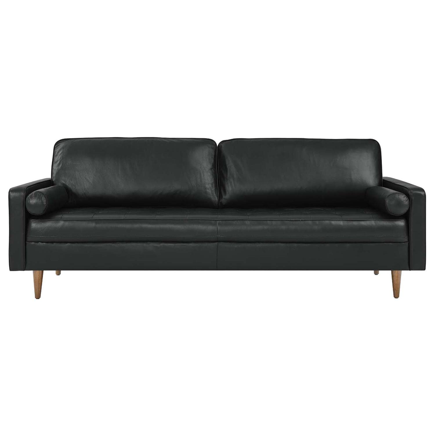 Modway Valour 88&Quot; Modern Style Leather And Dense Foam Sofa In Black Finish